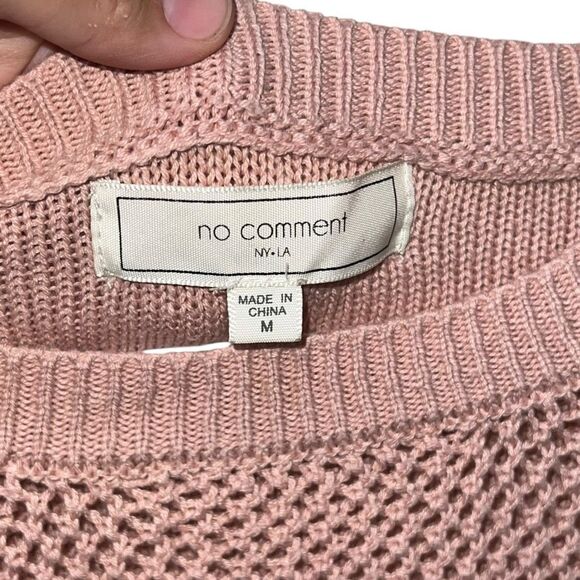 No Comment Blush Pink Open Knit‎ Sweater - Size Medium - Picture 4 of 8